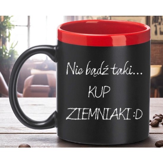 Kubek tablica tablicowy z kredą GRATIS pudełko prezentowe Czerwony